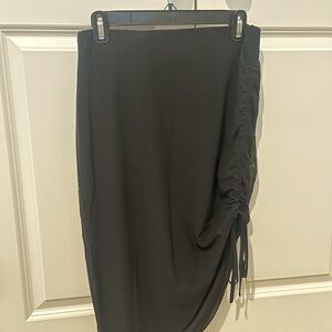 Black Mesh Ruched Asymmetrical Skirt